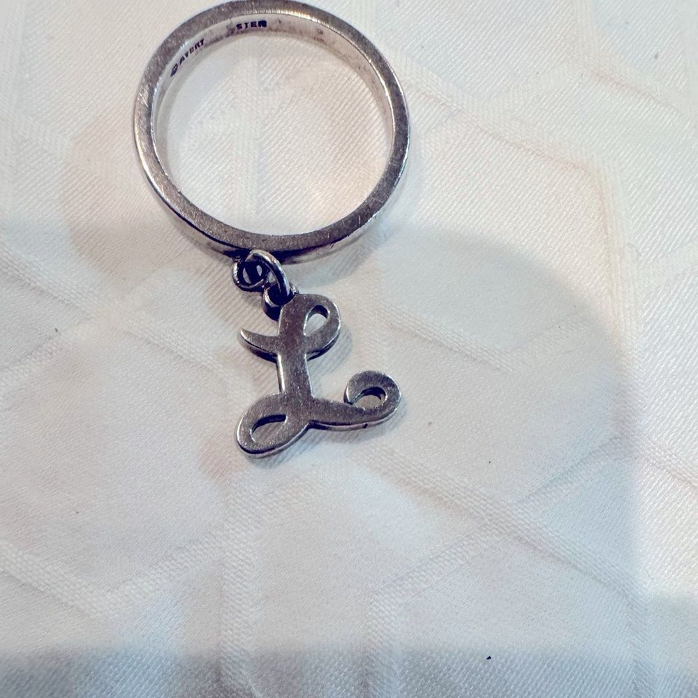 Retired James Avery Initial Sterling Ring With L … - image 1